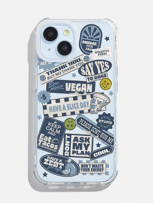 Blue Slogan Sticker Shock iPhone Case