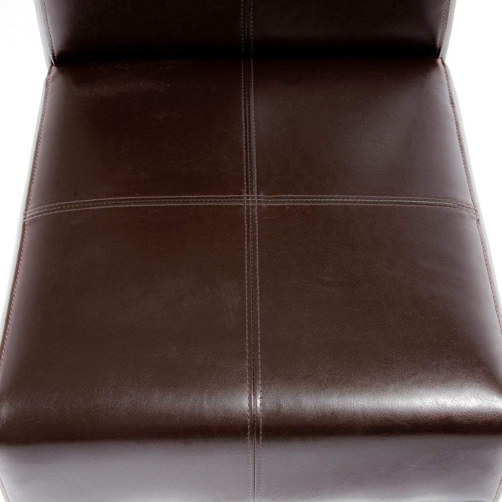 Bonded Leather Upholstered Dining Chair with Solid Wood Legs, Set of 2