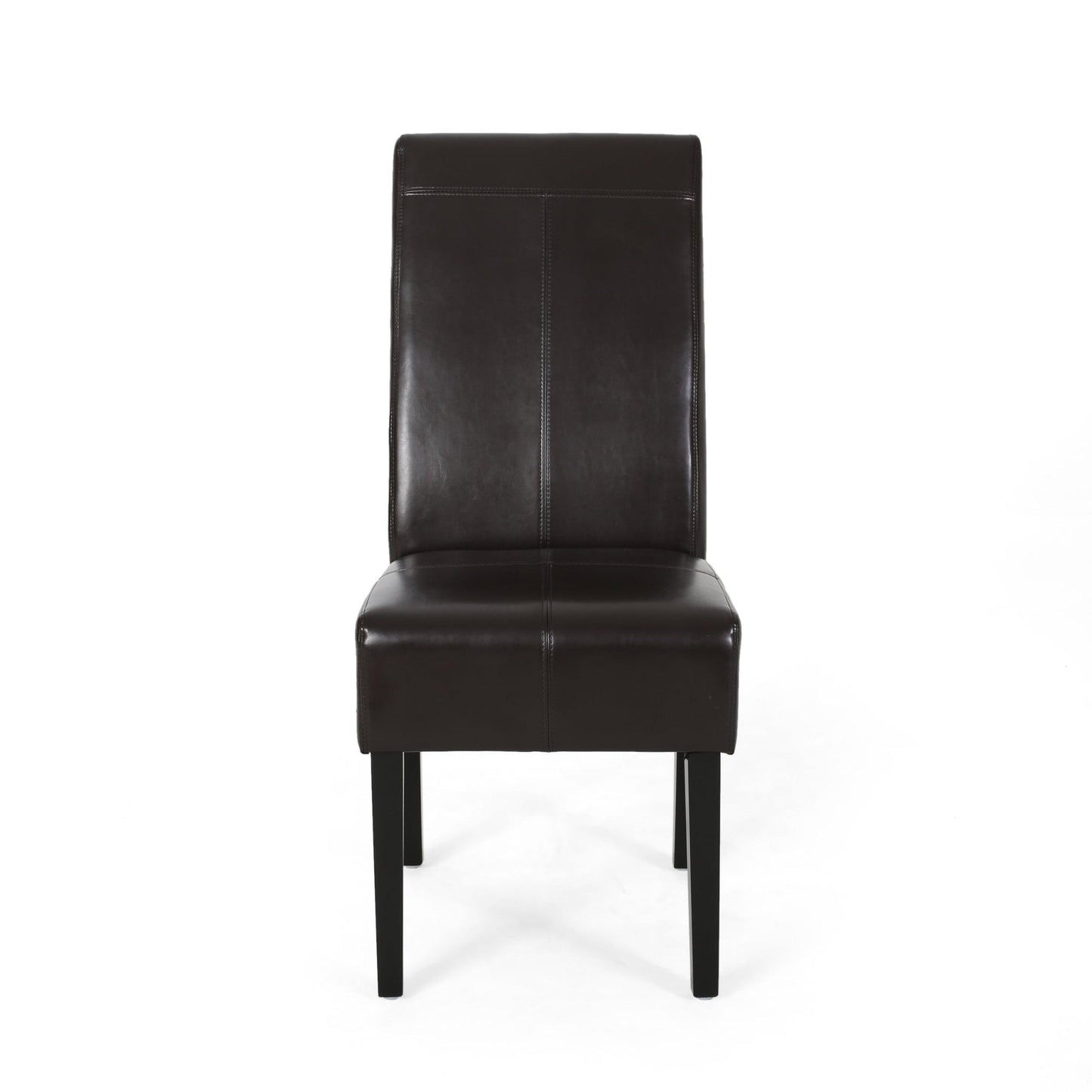 Bonded Leather Upholstered Dining Chair with Solid Wood Legs, Set of 2