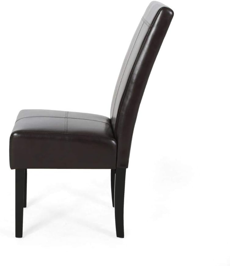 Bonded Leather Upholstered Dining Chair with Solid Wood Legs, Set of 2