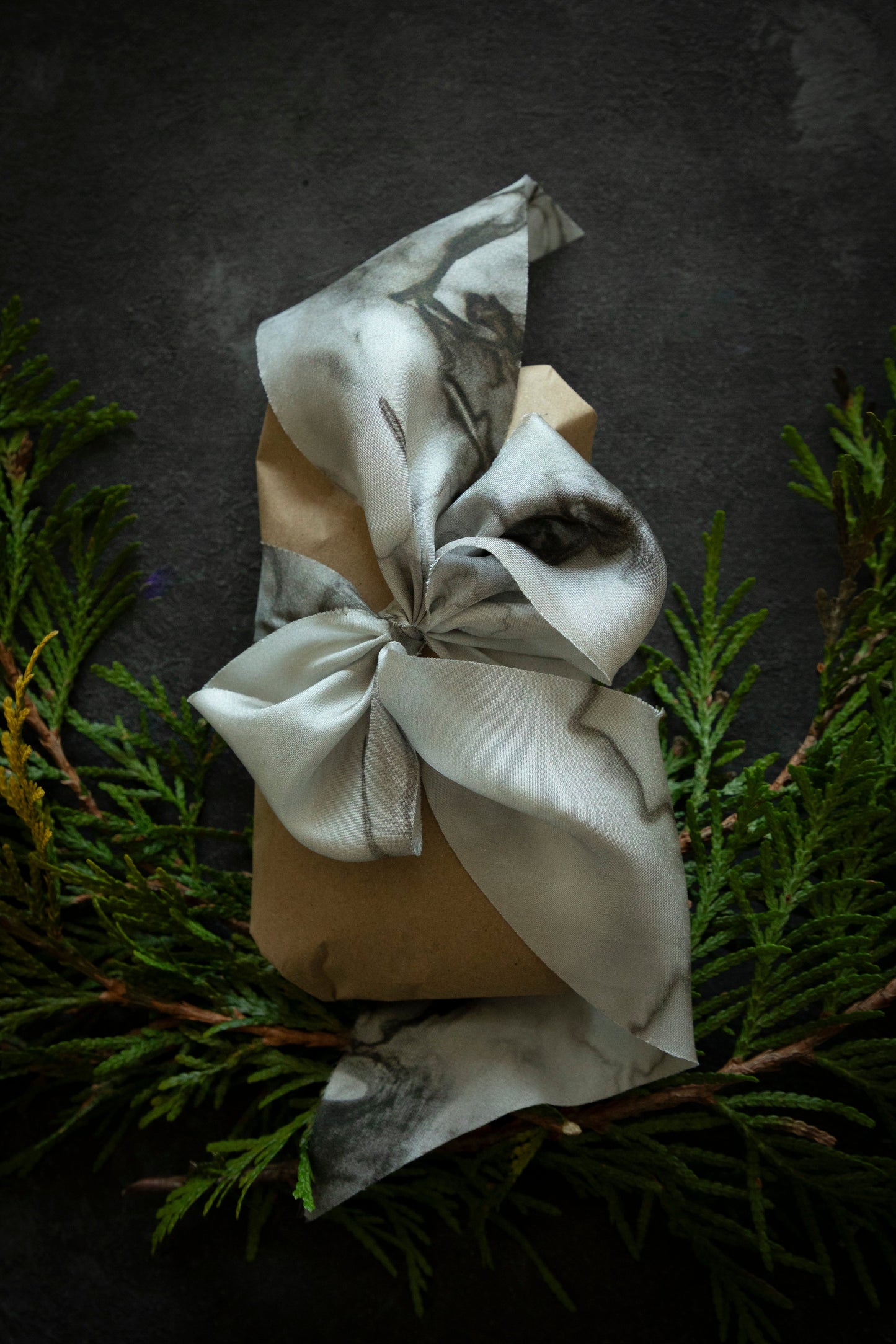 Botanical Print / Woodgrain Silk Ribbon