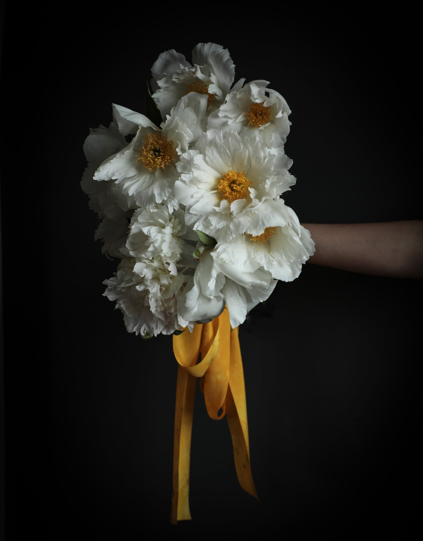 Original Eco-Print Silk Ribbon / Dark MARIGOLD