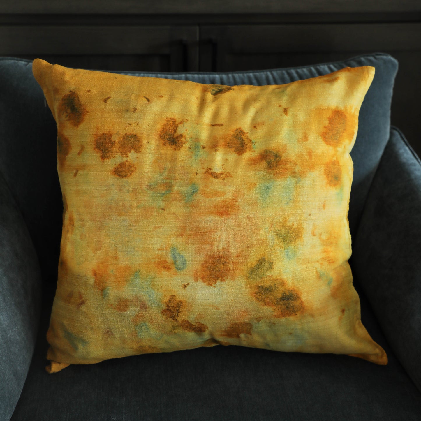 Botanical Print Marigold | Organic Eri Silk Pillow Cover
