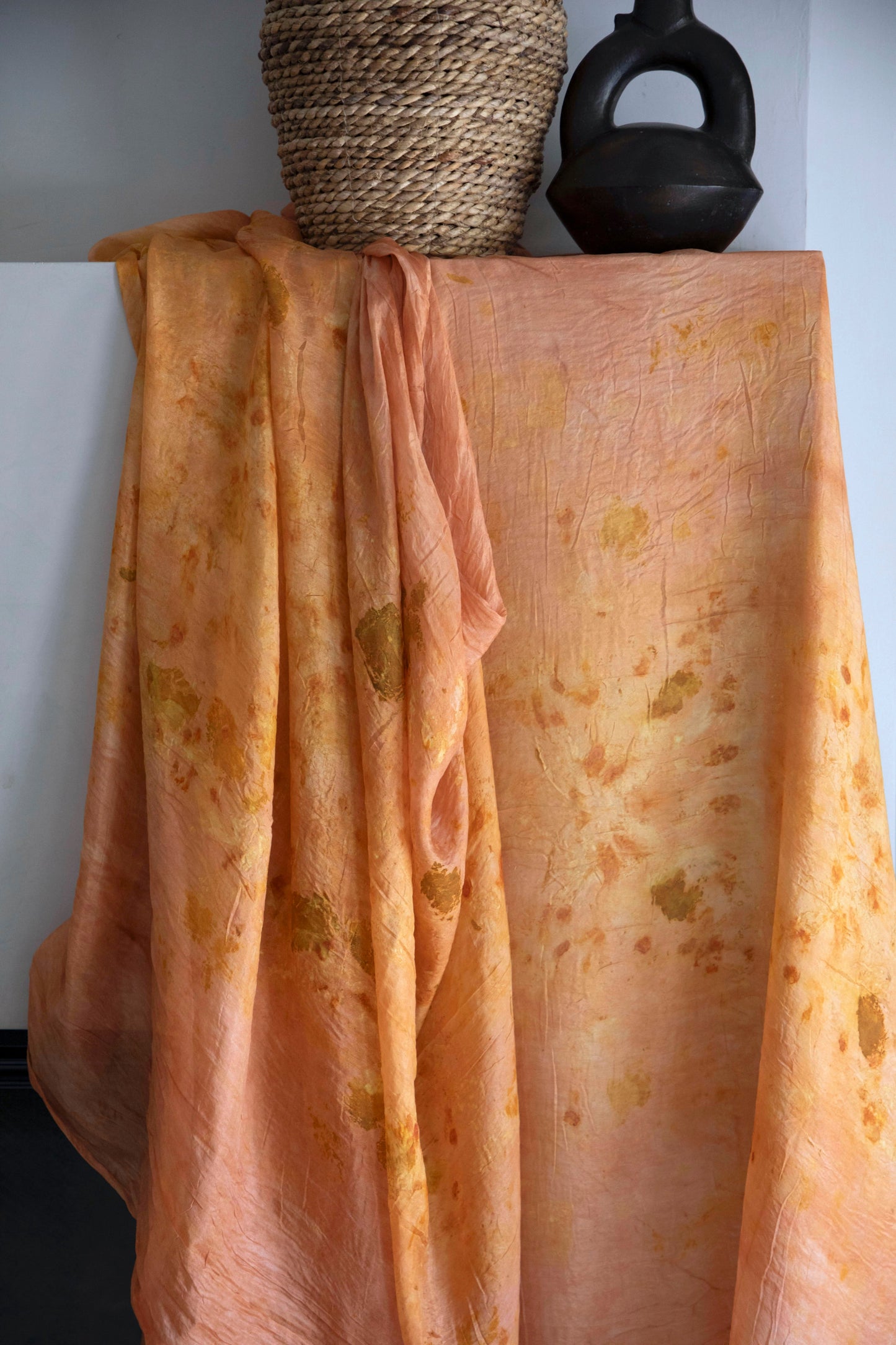 Coral Botanical Print {Ethereal} Silk Textile / 5 yards