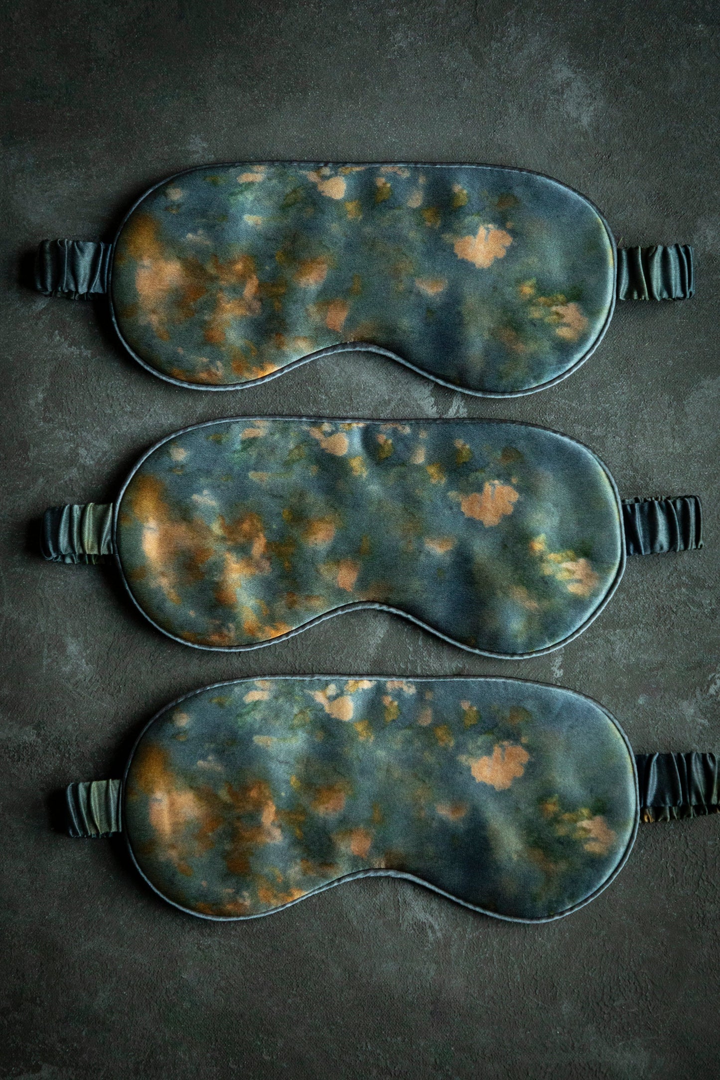 Botanical Print • Silk Sleep Eye Mask + Hair Scrunchie Set / Midnight