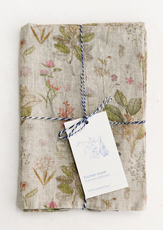 Botanical Print Linen Tea Towel