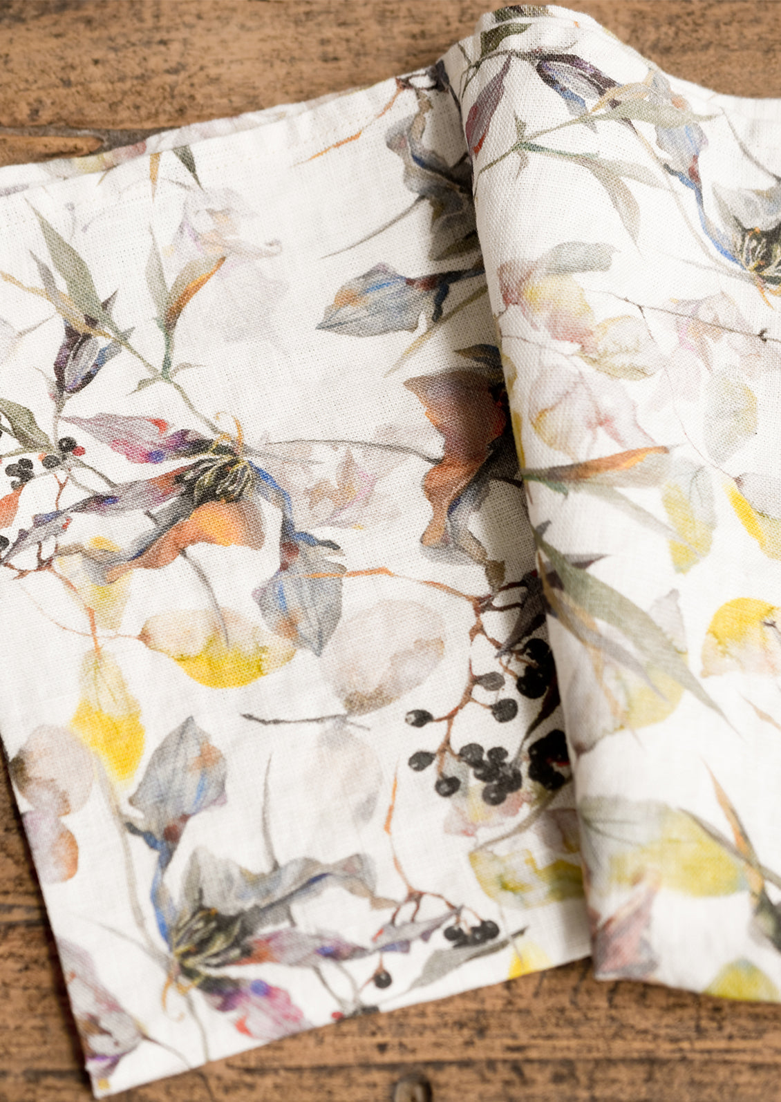 Botanical Print Linen Tea Towel