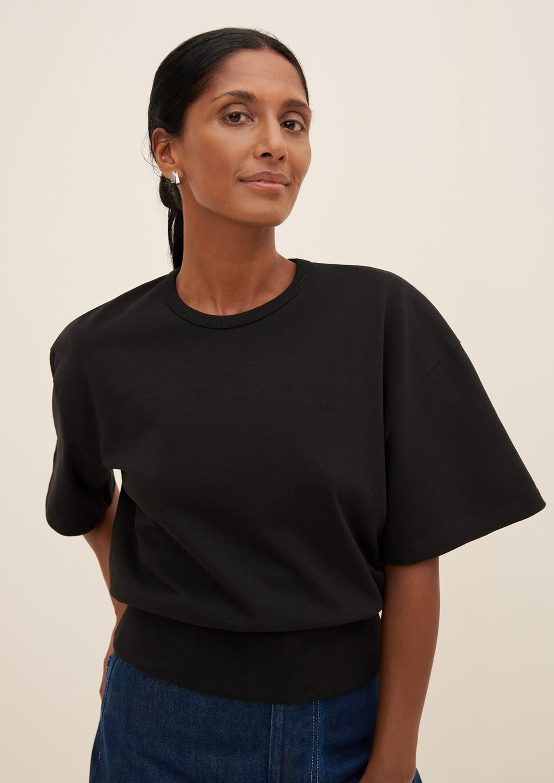 Boxy Rib Waist Tee