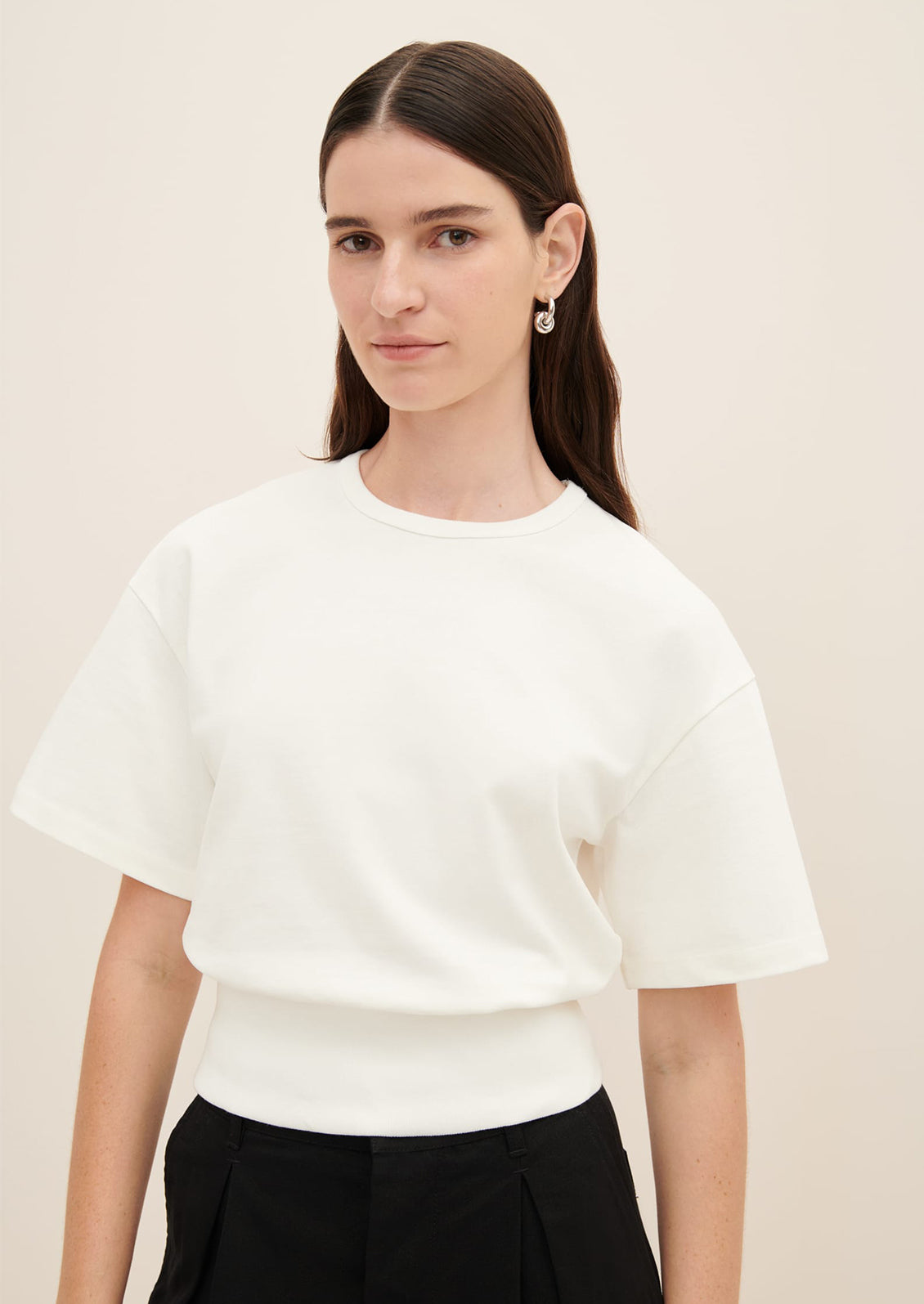 Boxy Rib Waist Tee