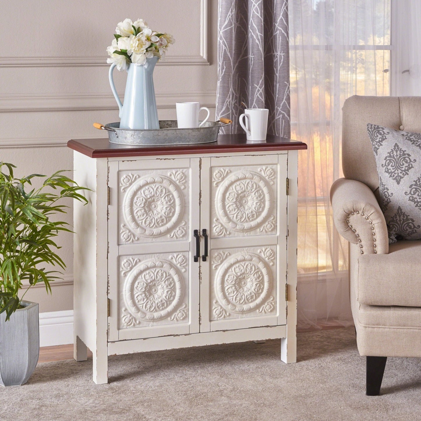 Breathe Cabinet with 2 Doors and Wood Rectangular Top