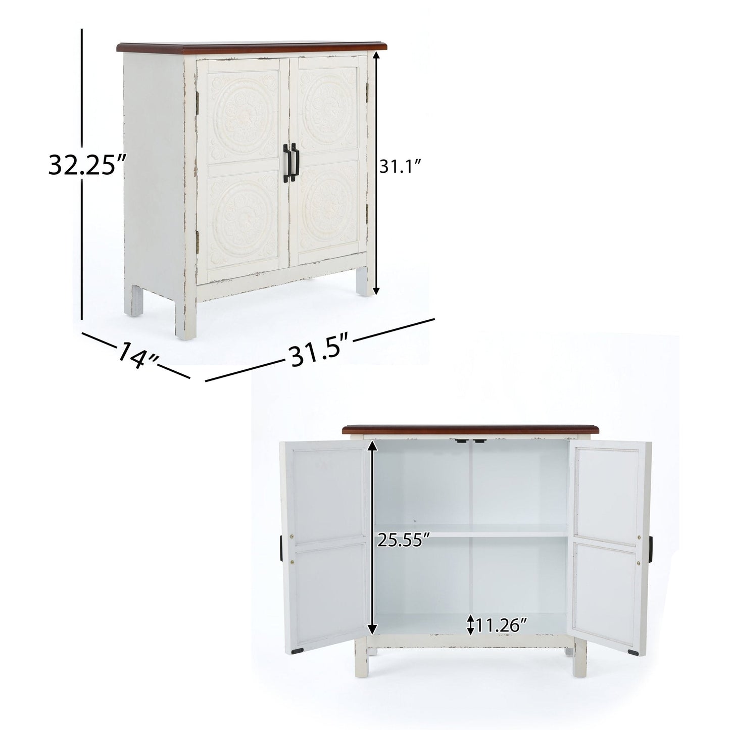 Breathe Cabinet with 2 Doors and Wood Rectangular Top