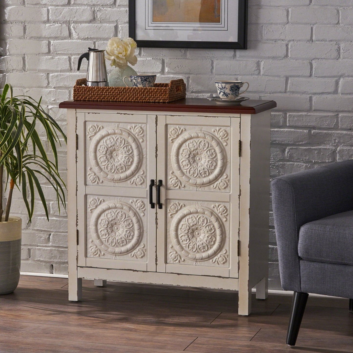 Breathe Cabinet with 2 Doors and Wood Rectangular Top