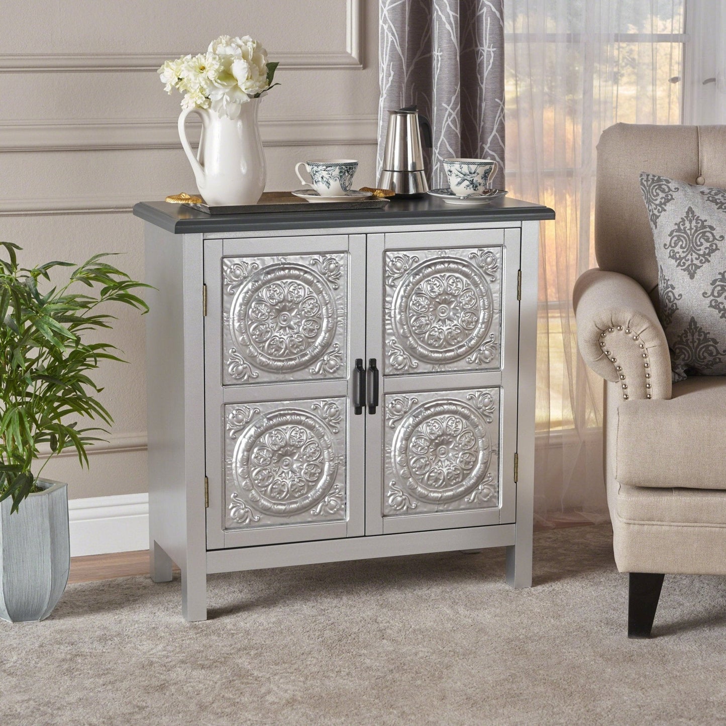 Breathe Cabinet with 2 Doors and Wood Rectangular Top