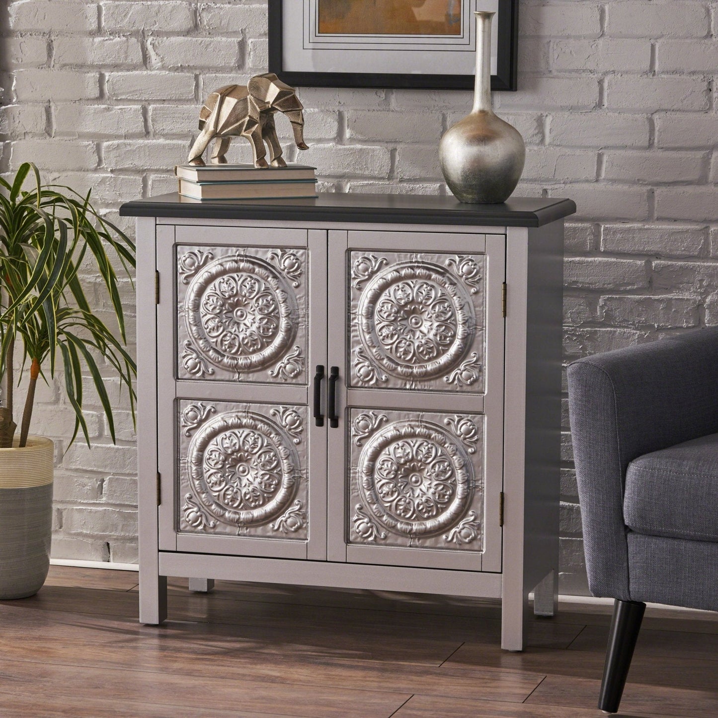 Breathe Cabinet with 2 Doors and Wood Rectangular Top