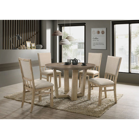 Brutus 5 Piece Dining Set with 47" Contemporary Round Dining Table and Fabric Chairs