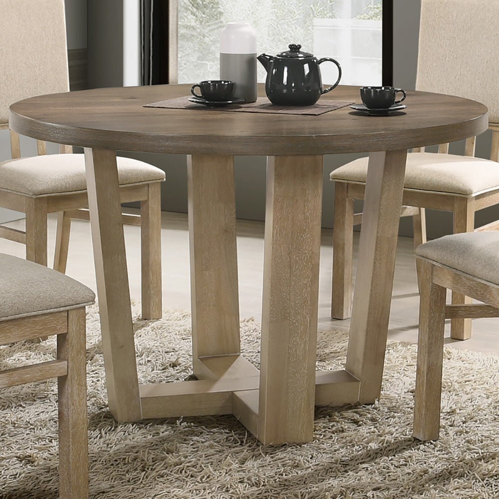 Brutus 5 Piece Dining Set with 47" Contemporary Round Dining Table and Fabric Chairs