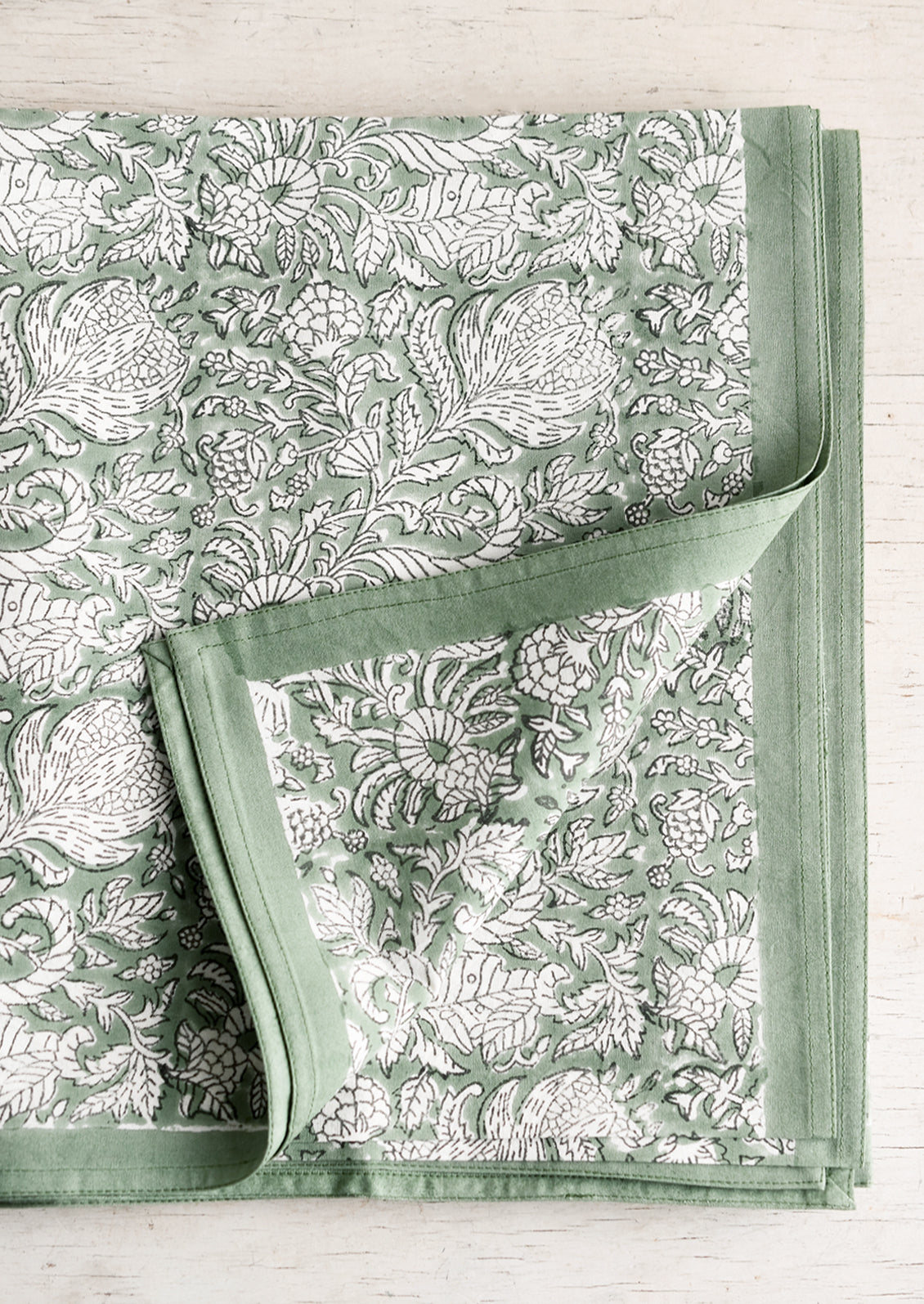 Block Print Floral Tablecloth