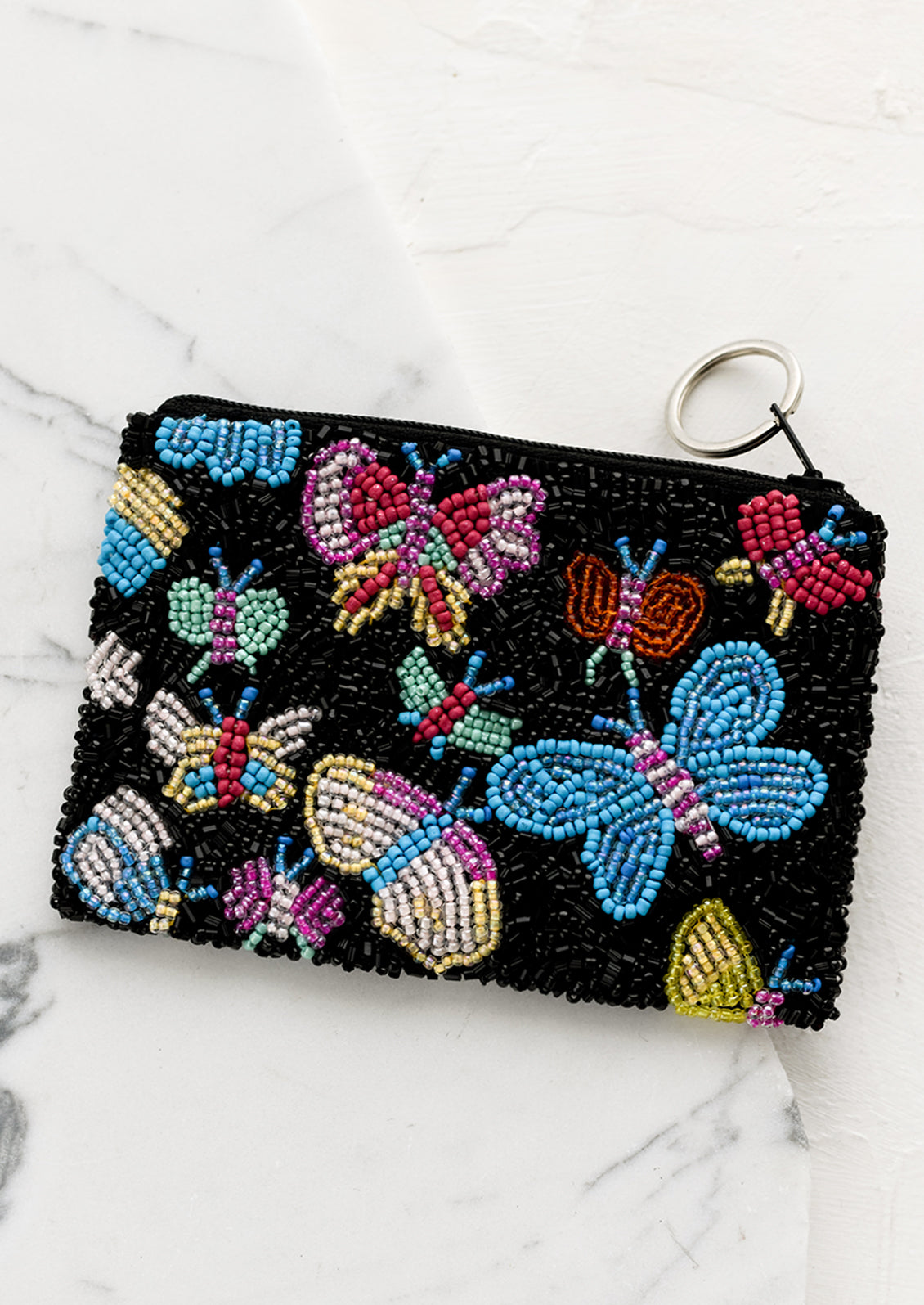 Butterflies Beaded Coin Pouch
