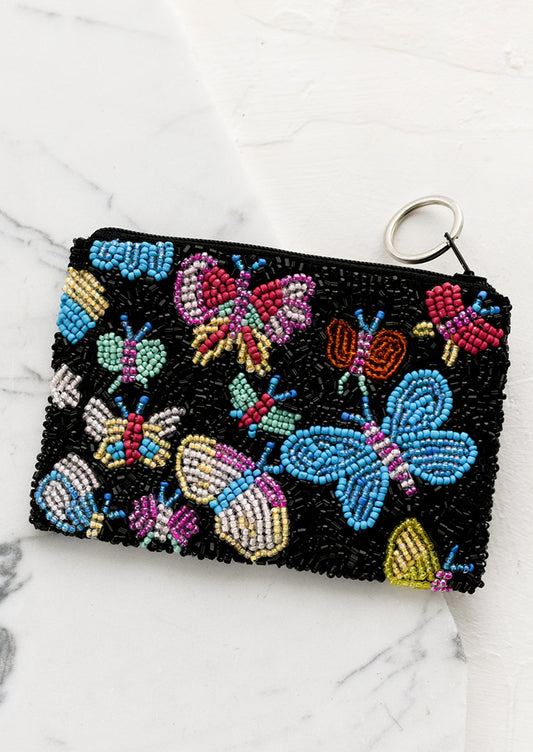 Butterflies Beaded Coin Pouch