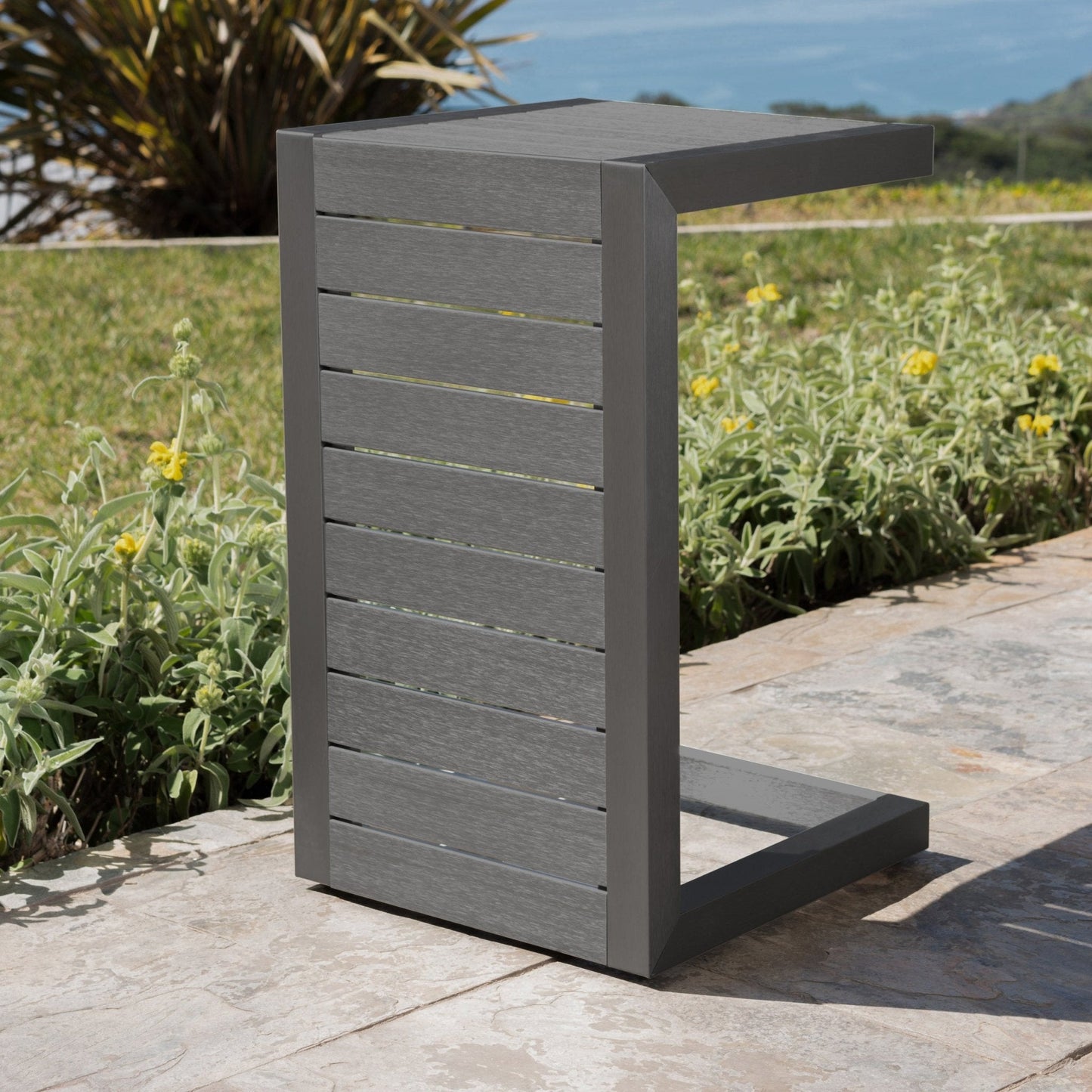 C-Shaped Table with Aluminum Frame