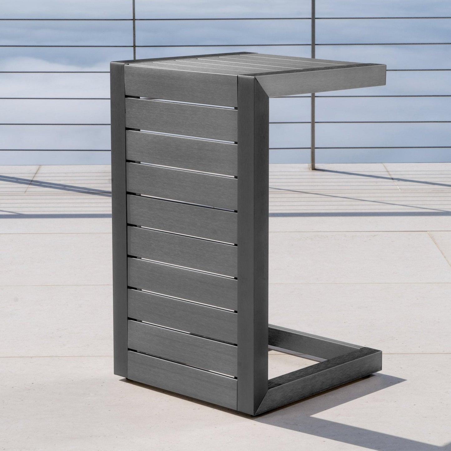 C-Shaped Table with Aluminum Frame