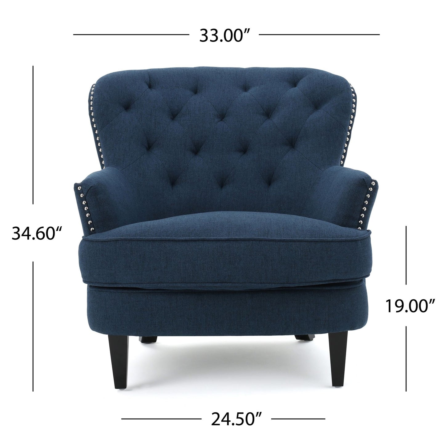 Upholstered Club Chair with Nailhead Trim and Tufted Back