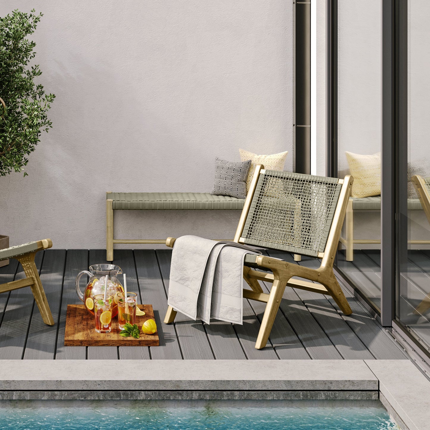 Outdoor Hand-Woven Rope Lounge Chair