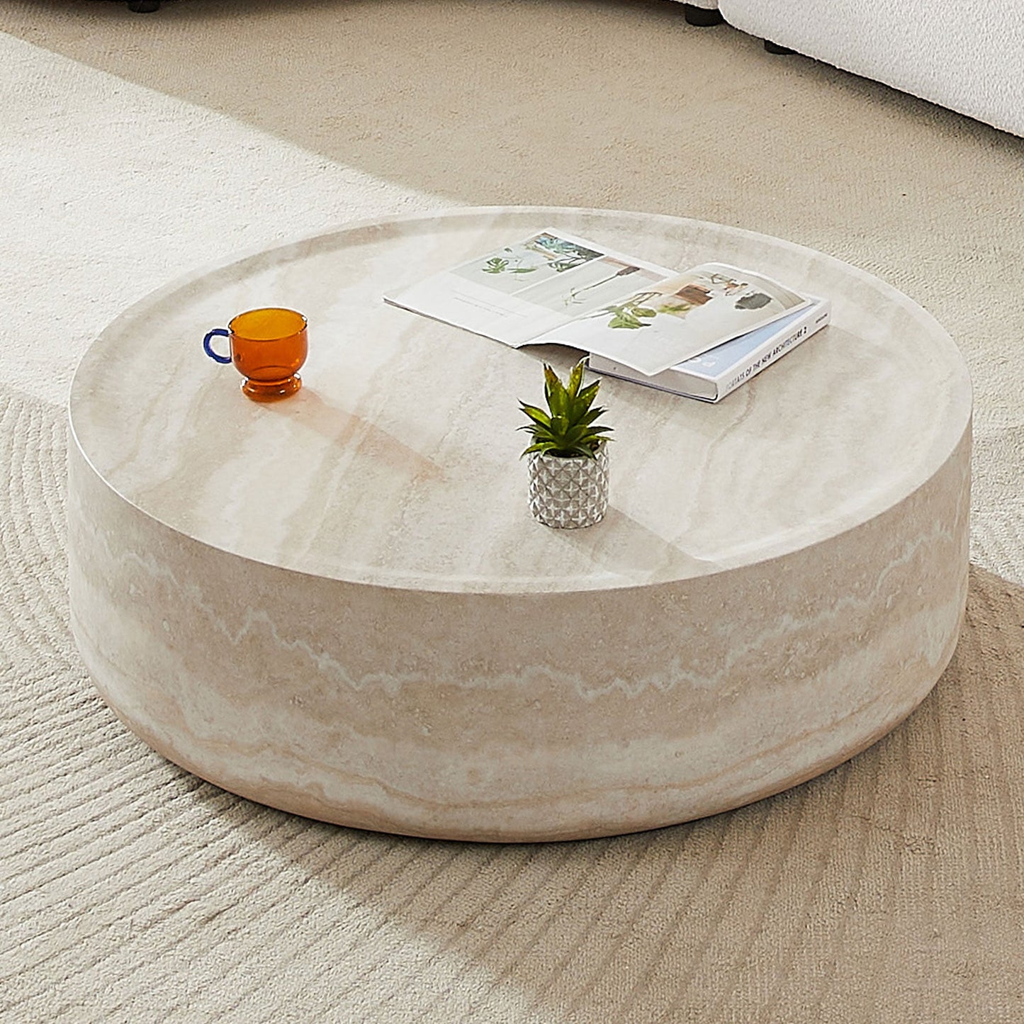 Willowed 35.43" Round Coffee Table with Mars Pattern
