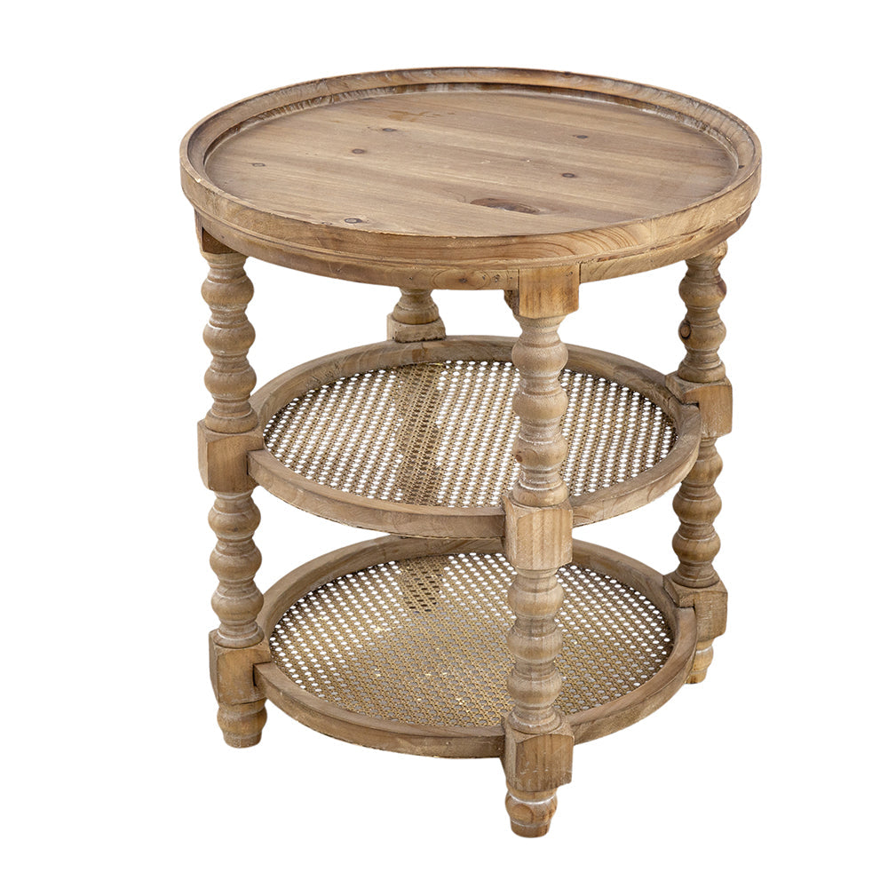 Round 3-Tiered Side Table with Turned Legs