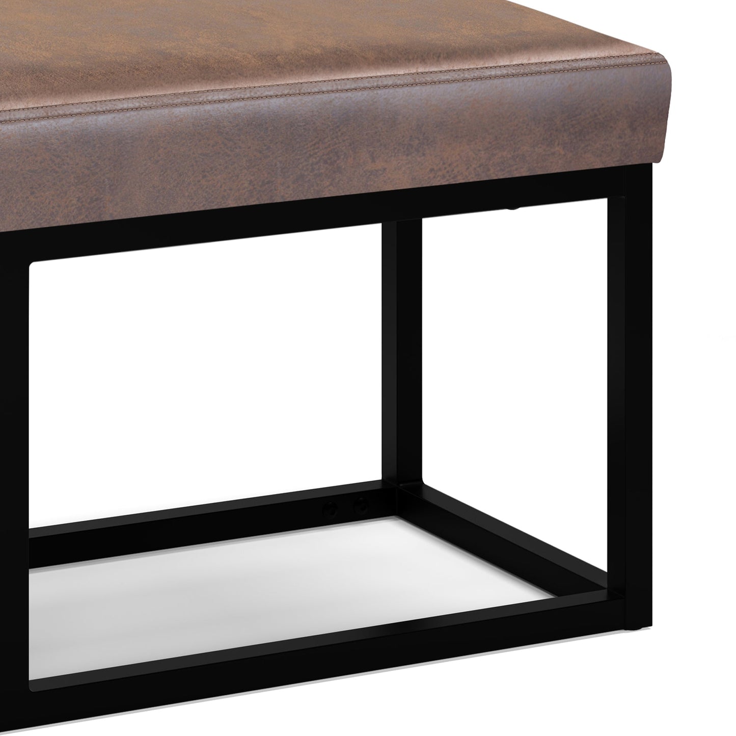 Motion 44"W Upholstered Faux Leather Bench with Black Powder Coated Metal Base