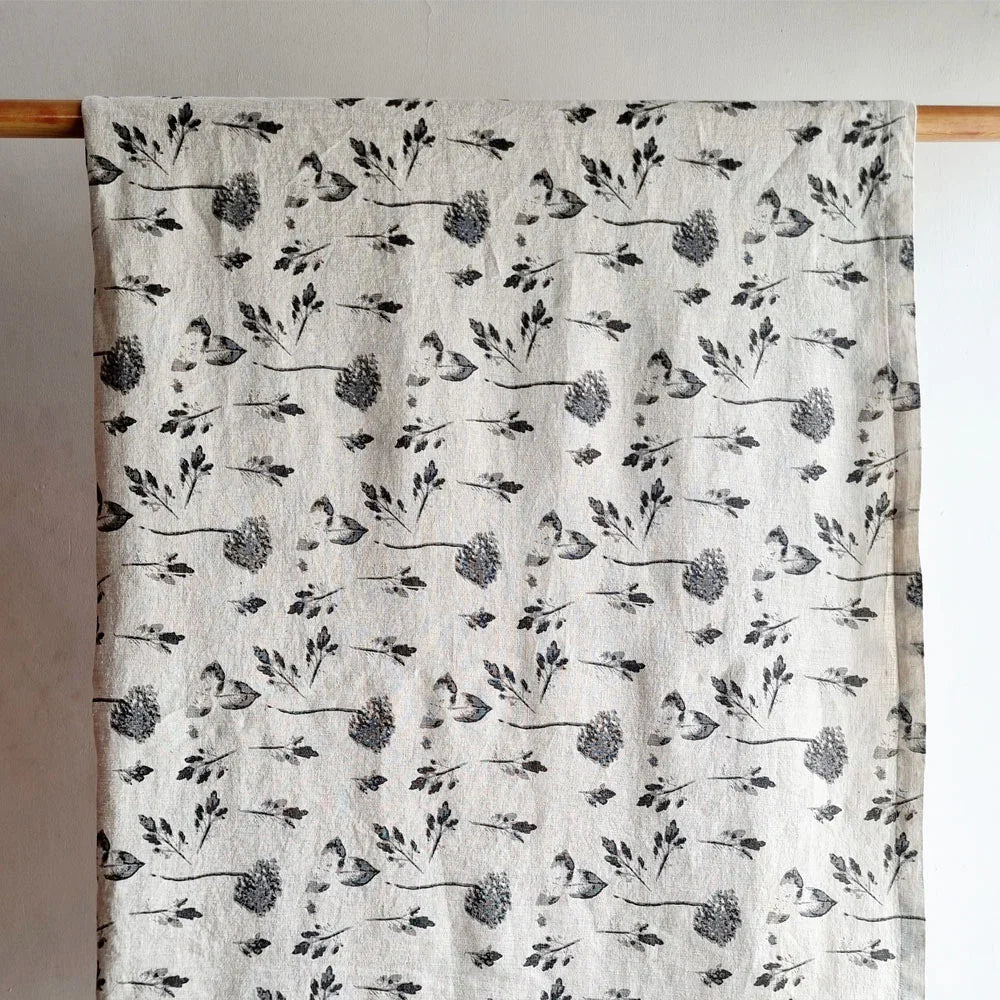 100% Linen Grey Hydrangea Tablecloth