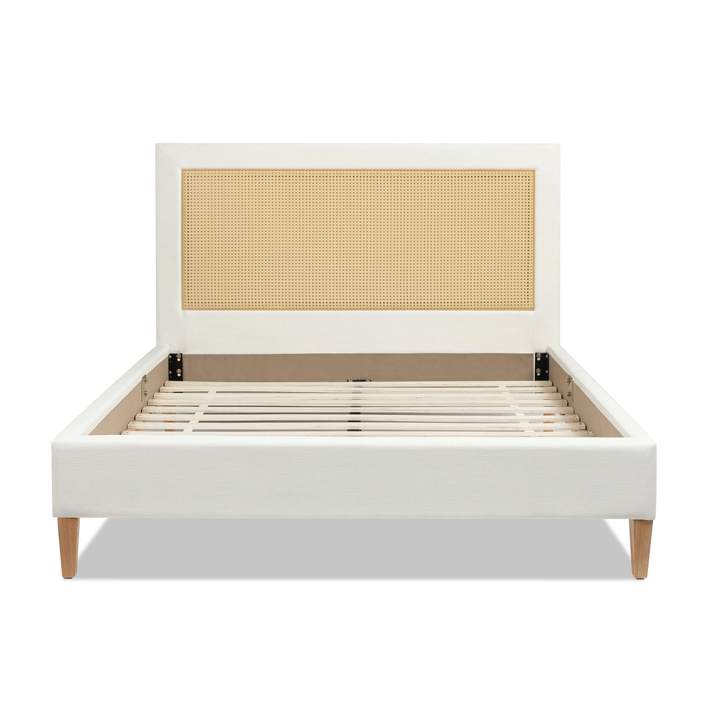 Captivat Platform Bed with Cane-Back and Solid Wood Legs