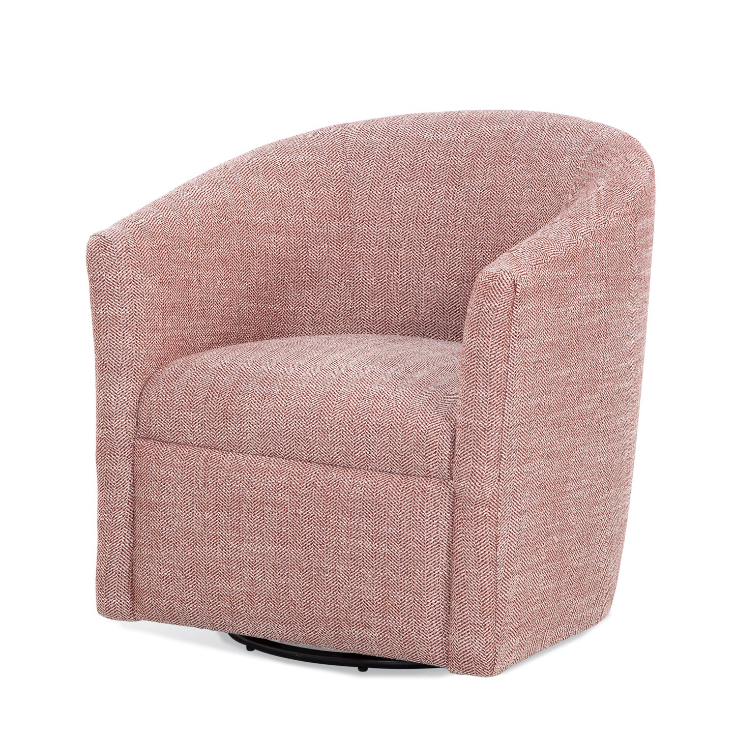 Upholstered Swivel Barrel Chair with Sloped Arms