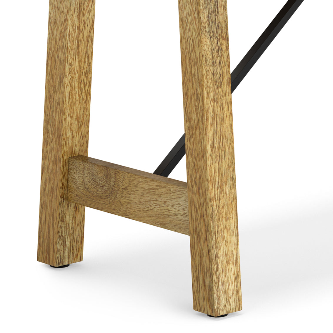 Wooden Bench with Metal Trestle Style Support
