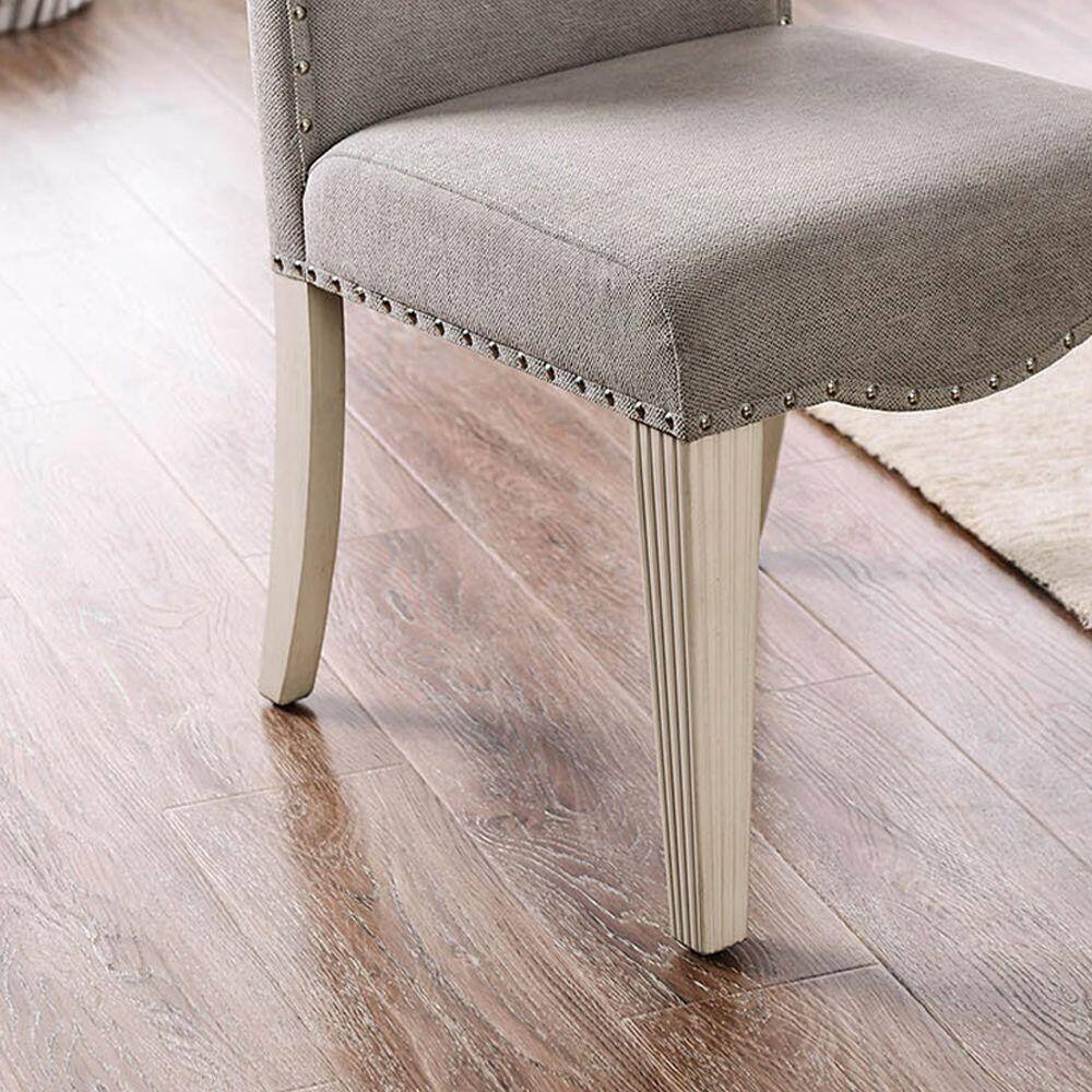 Upholstered Dining Chair with Nailhead Trim and Camel Back, Set of 2