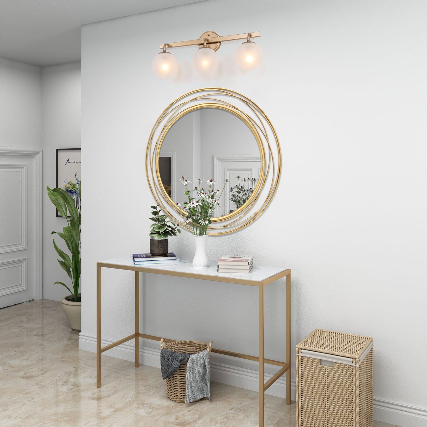 Circle Mirror with Wire Frame