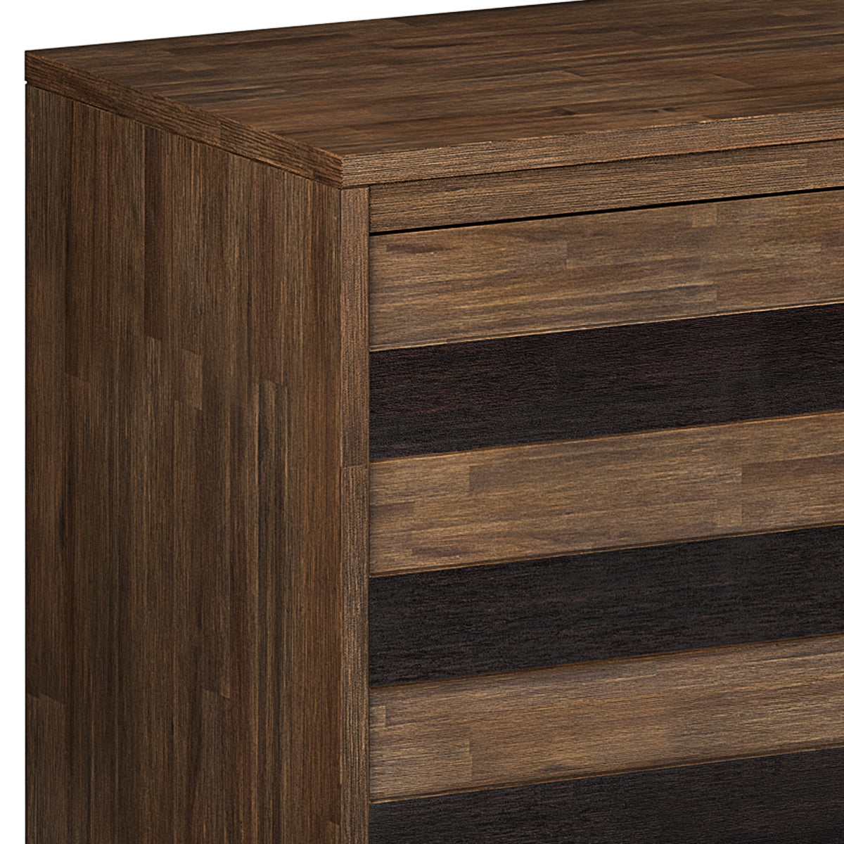 2-Door Sideboard with 3 Drawers and Adjustable Shelves, Rustic Natural Aged Brown
