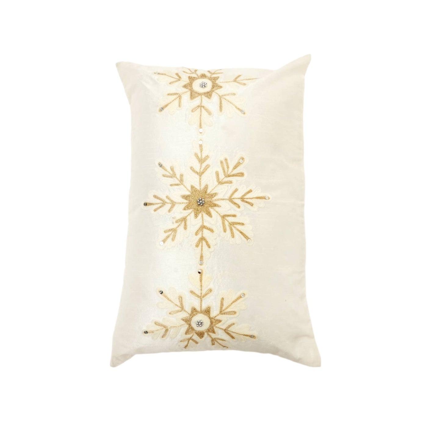 Snow Fall Bead Work Lumbar Pillow