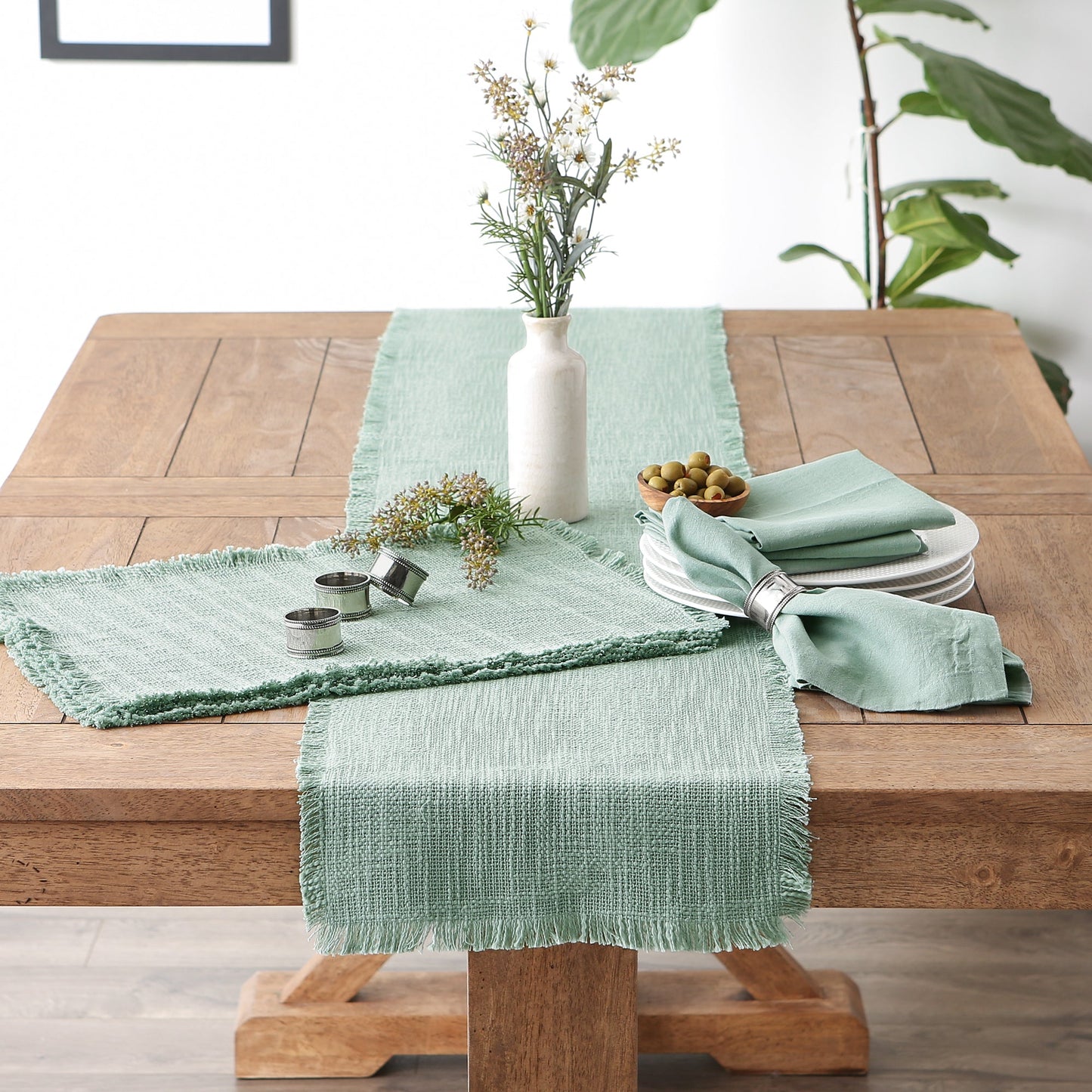 Jadeite Basket Fringe Placemats, Set Of 4