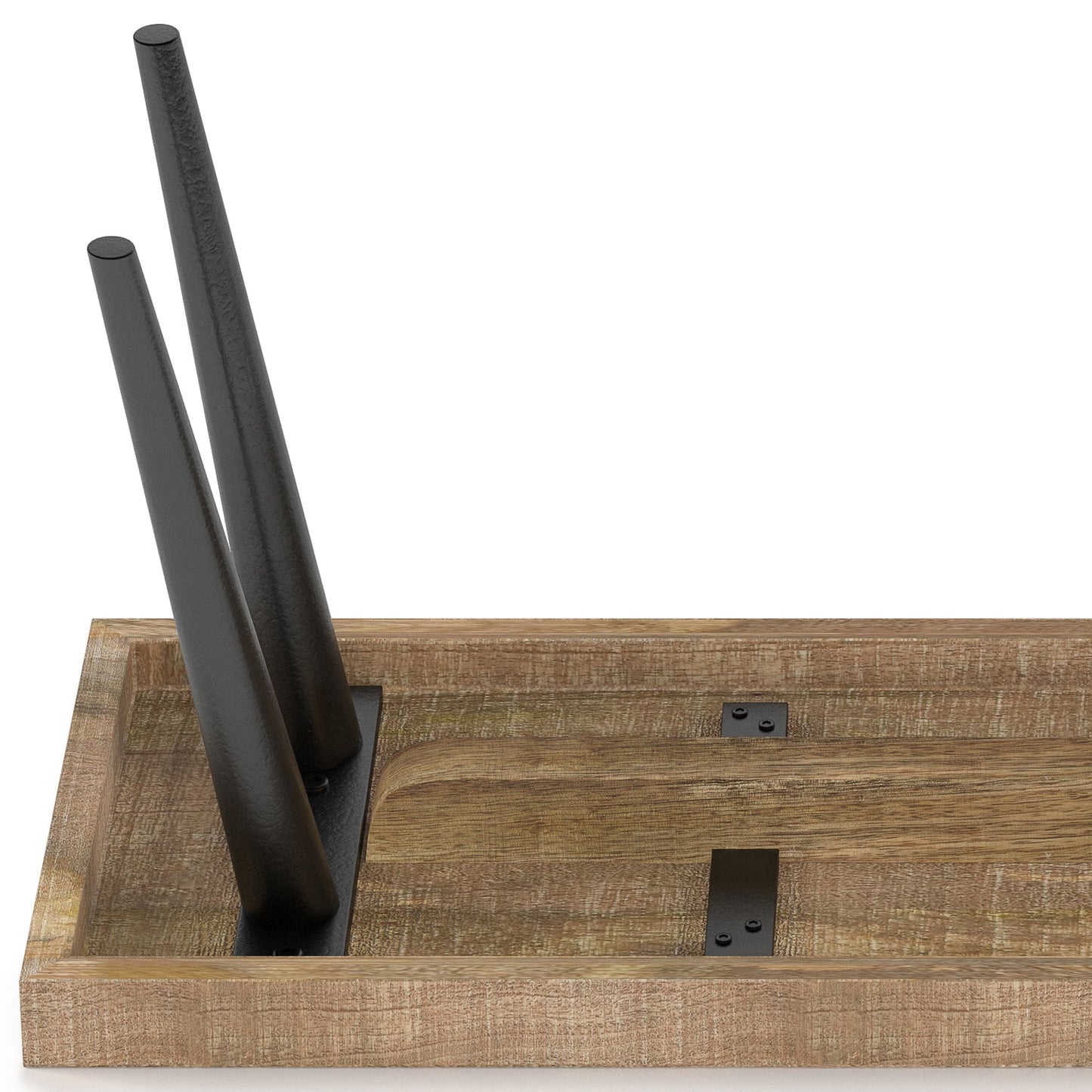 Wood Bench with Tapered Powder-Coated Metal Legs