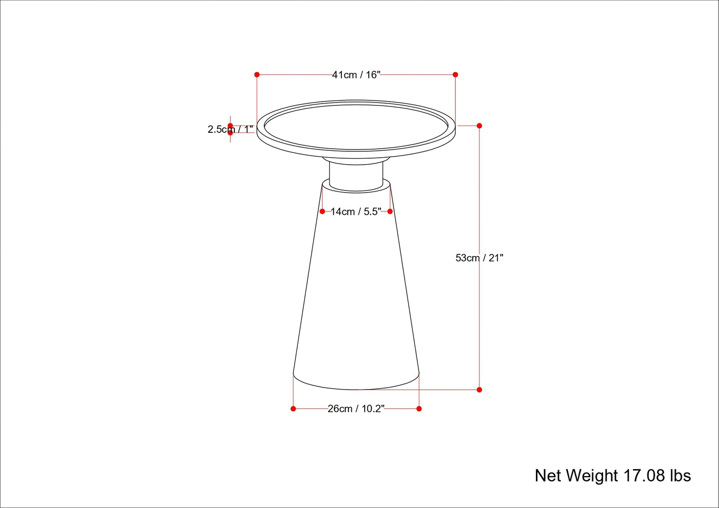 Side Table with Round Top and Cone-Shaped Pedestal