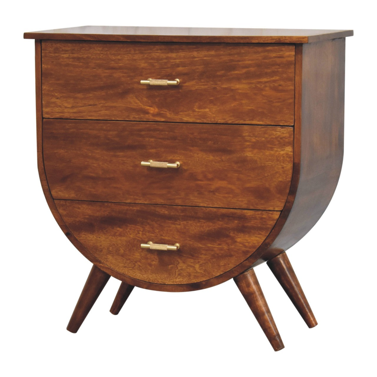 3-Drawer Nightstand with Tapered Legs