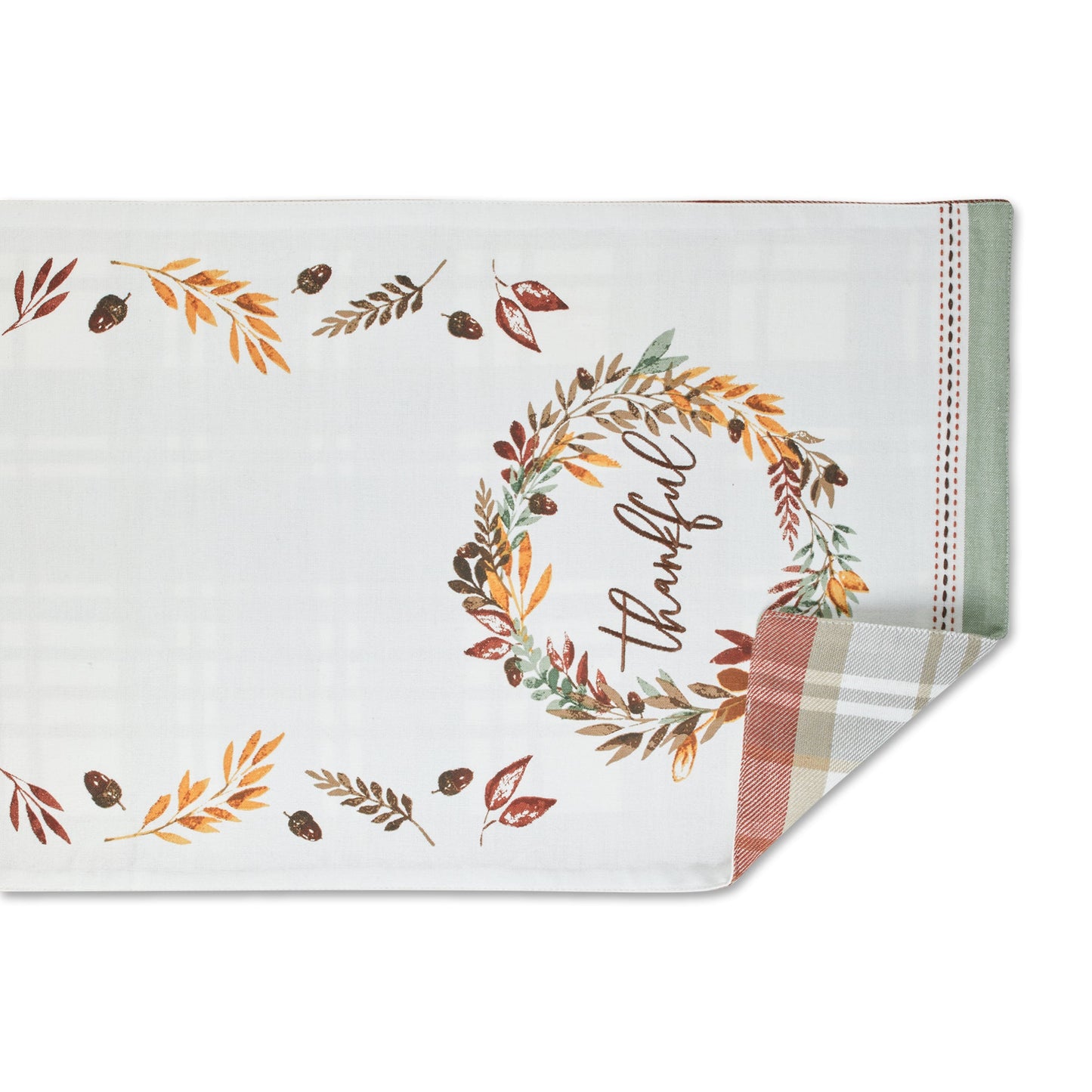Thankful Autumn Wreath Reversible Embellished Table Runner 14X72
