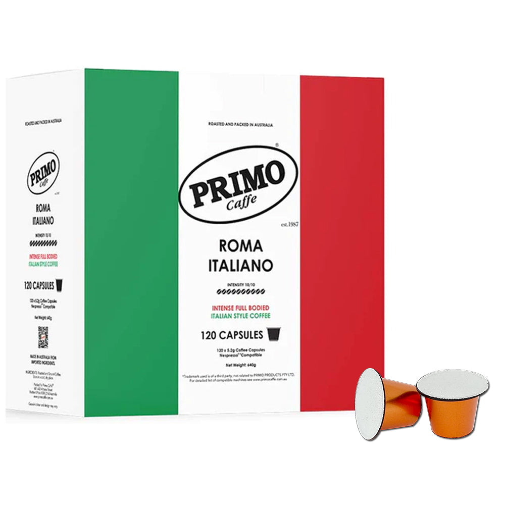 Primo Caffe Roma Italiano Intense Coffee Capsules 120-Pieces (640g) for Nespresso