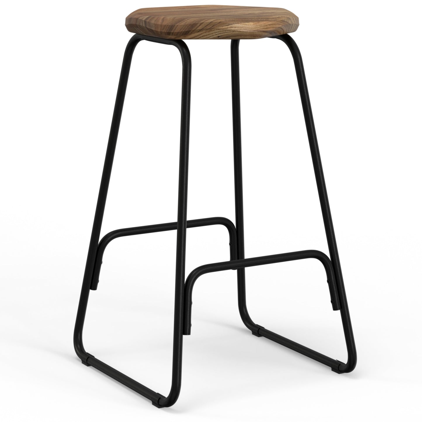 Backless Round Counter Stool with Metal Sled Base and Footrest, Set of 2