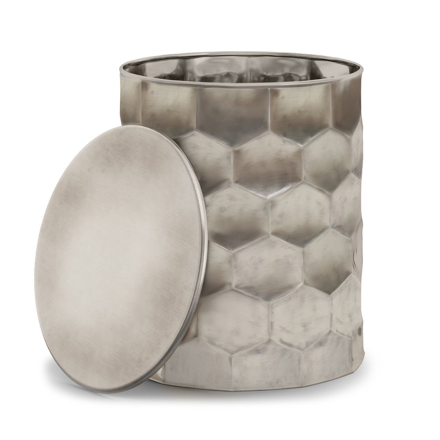 Opalescence Metal Side Table with Removable Round Top and Honey Comb Design