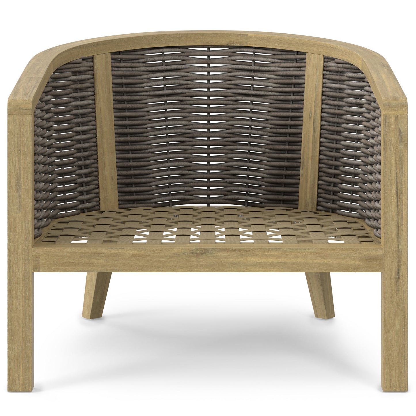 Outdoor Hand-Woven Rattan Conversation Chair with Curved Frame, Set of 2