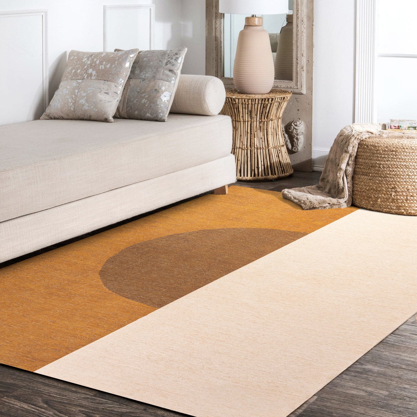 Demie Minimalist Graphic Circle Machine-Washable Area Rug