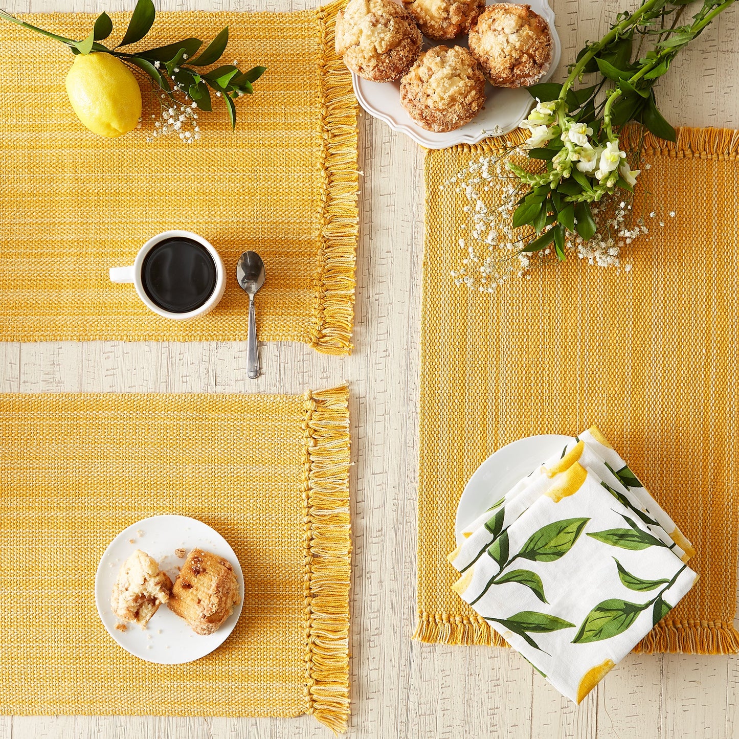 Apricot Variegated Fringe Placemats, Set Of 6