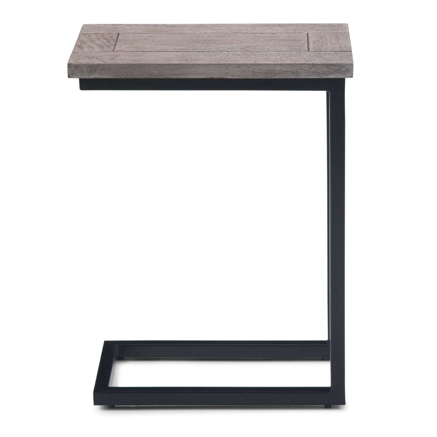 Haloed Side Table with C-Shaped Design and Metal Frame
